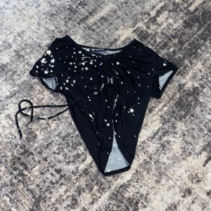 Black shirt with white star print